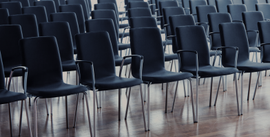 Rows of blue chairs